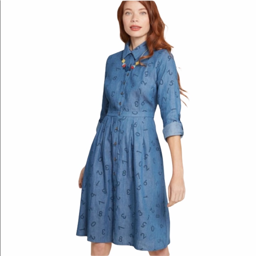 ModCloth Numbers Chambray Dress Size 12